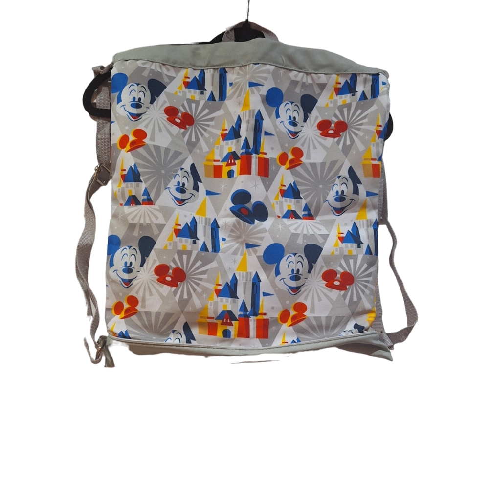 Disney Parks Gray Cinched Mickey Mouse Backpack Adjustable Straps  NEW